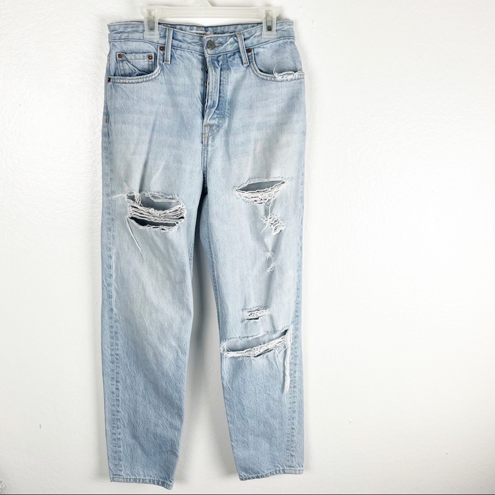 GRLFRND Devon In The Sun Button Fly Ripped Distressed High Rise Jeans 26 Boho